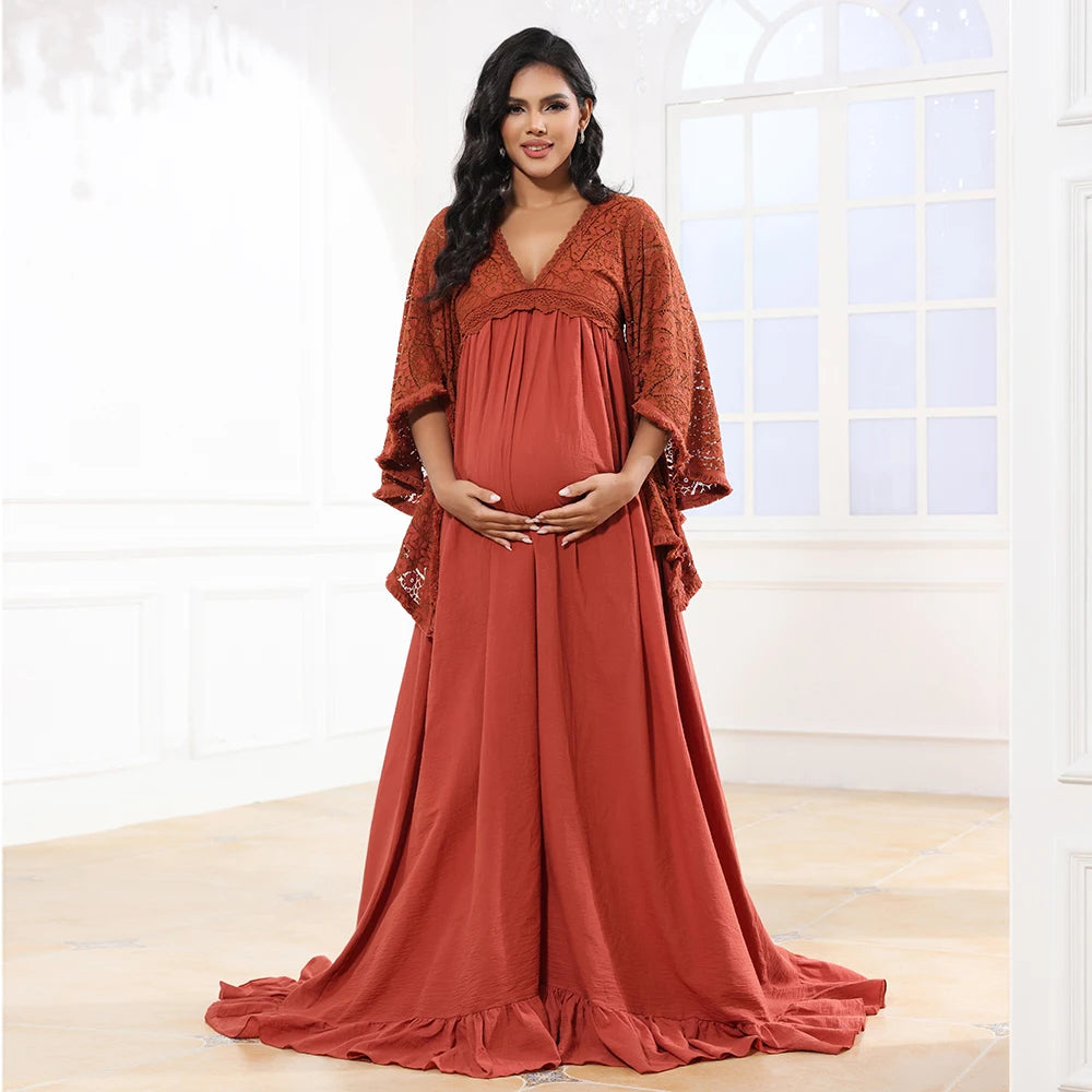 Maternity Dresses - Elegant Lace Maternity Dress Pregnancy Gown for Photoshoots