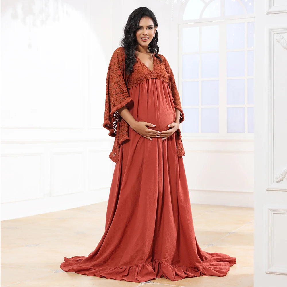 Maternity Dresses - Elegant Lace Maternity Dress Pregnancy Gown for Photoshoots