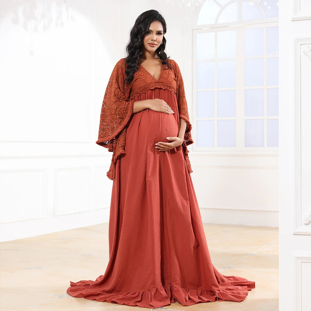 Maternity Dresses - Elegant Lace Maternity Dress Pregnancy Gown for Photoshoots