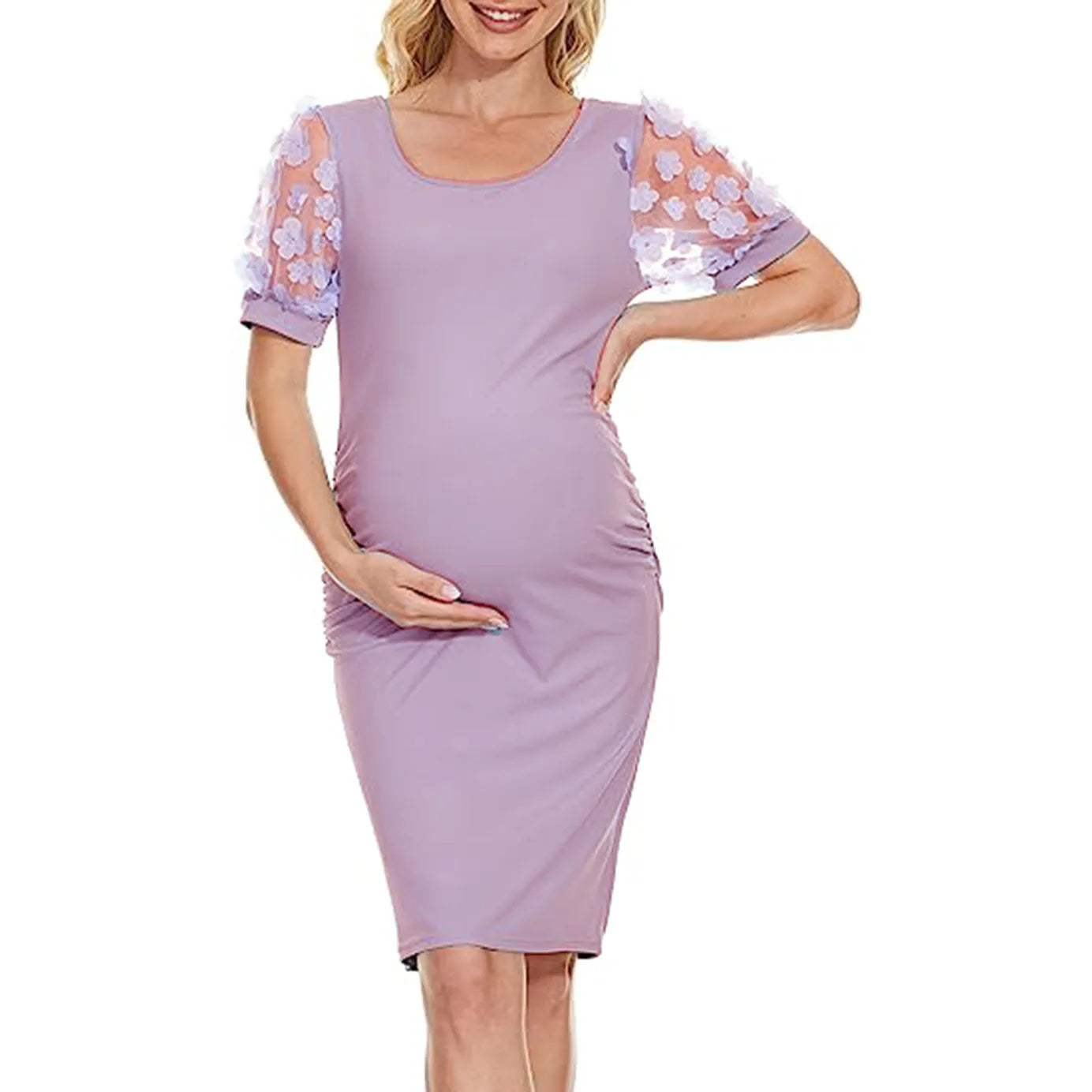 Maternity Dresses- Elegant Lace Sleeve Bodycon Maternity Dress for Baby Showers- - Pekosa Women Fashion