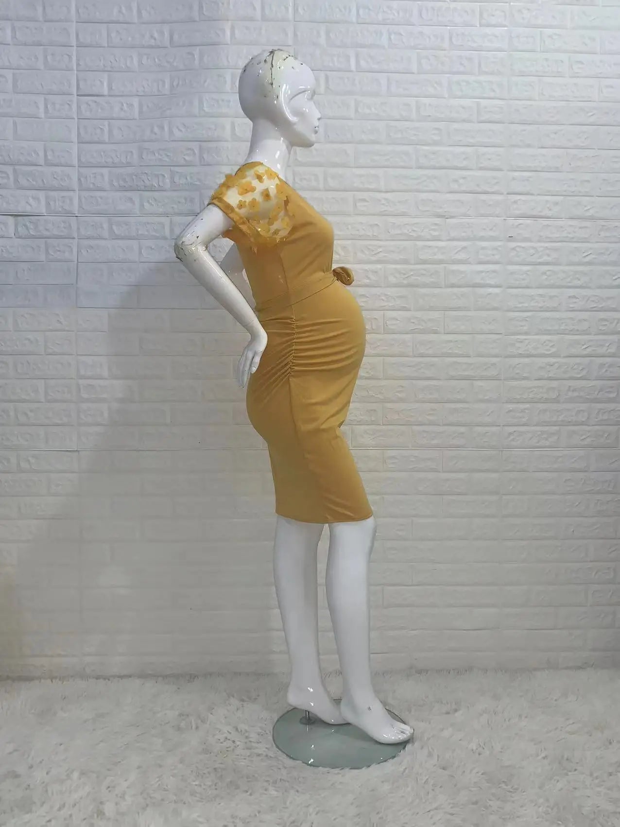 Maternity Dresses- Elegant Lace Sleeve Bodycon Maternity Dress for Baby Showers- - Pekosa Women Fashion