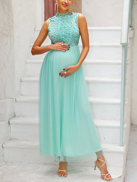 Maternity Dresses - Elegant Sequined Maternity Gown for Formal Occasions