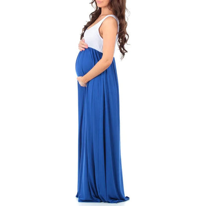 Maternity Dresses- Essential Summer Maternity Maxi Dress with Tank Top Design- - Pekosa Women Fashion