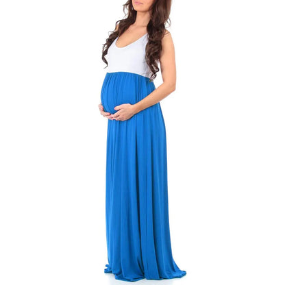 Maternity Dresses- Essential Summer Maternity Maxi Dress with Tank Top Design- - Pekosa Women Fashion