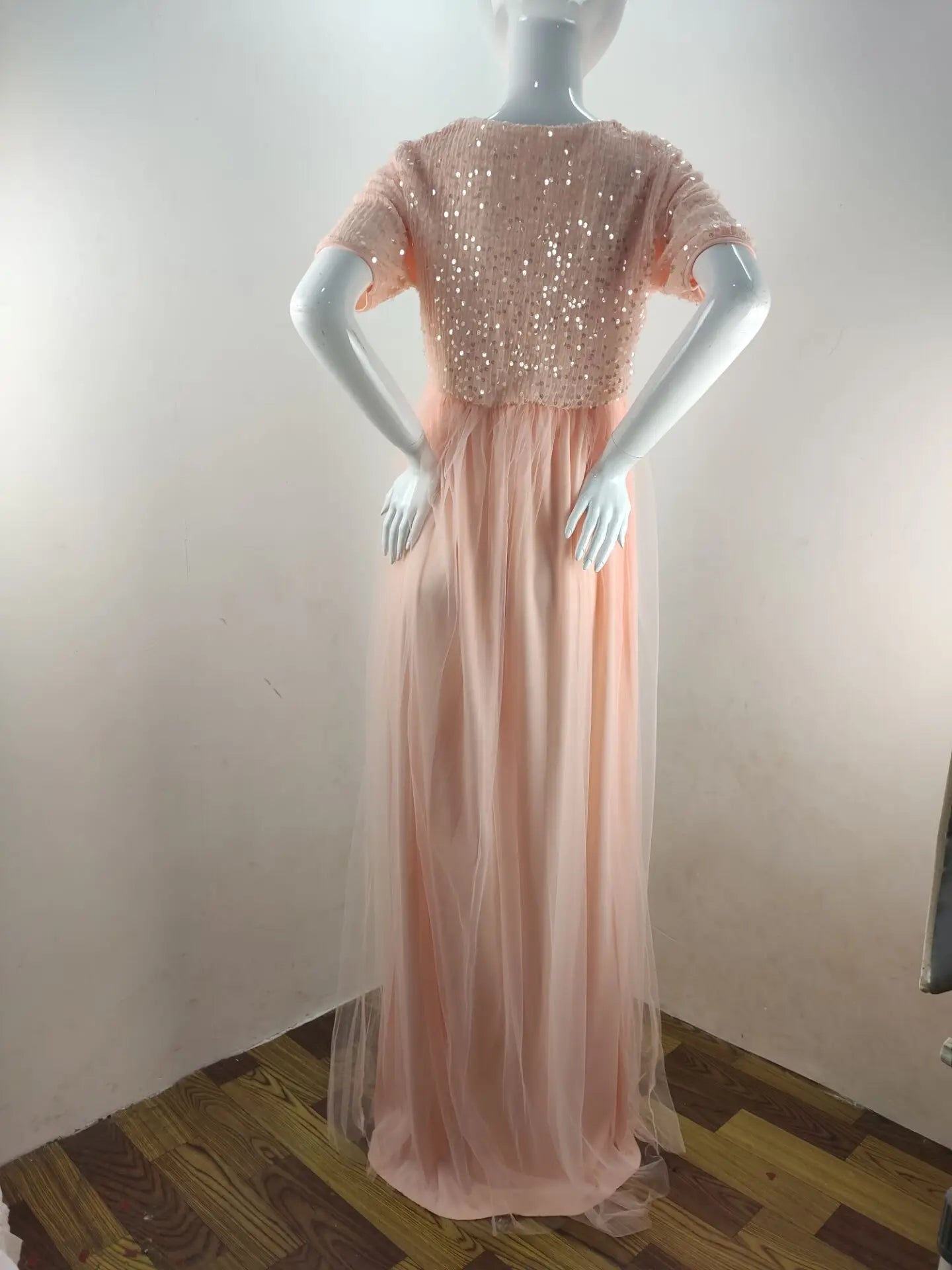 Sequined Maternity Evening Gown for Baby Showers