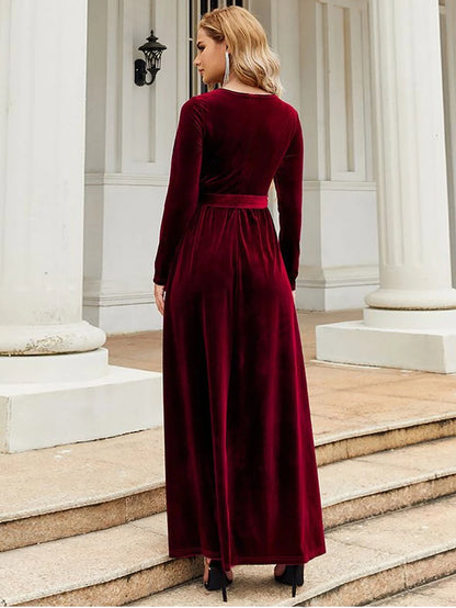 Maternity Dresses - Velvet Maxi Maternity Dress Velour Gown