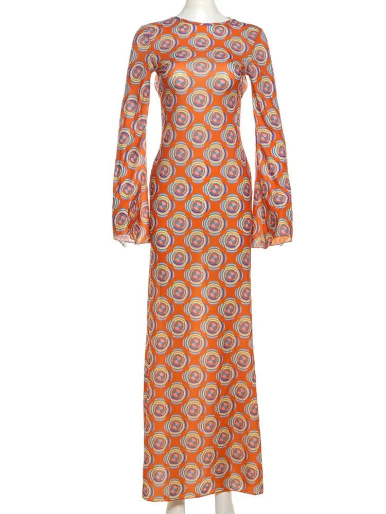 Maxi Dresses - Color Burst Asymmetrical Print Maxi