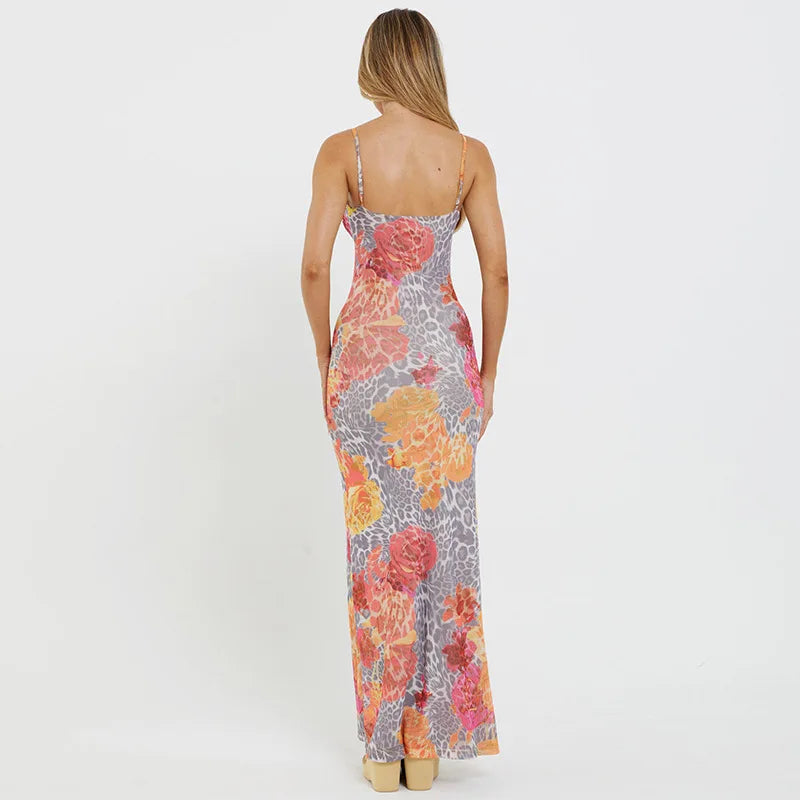 Maxi Dresses- Floral Women's Summer Mermaid Cami Dress for Cocktails- - Pekosa Women Fashion