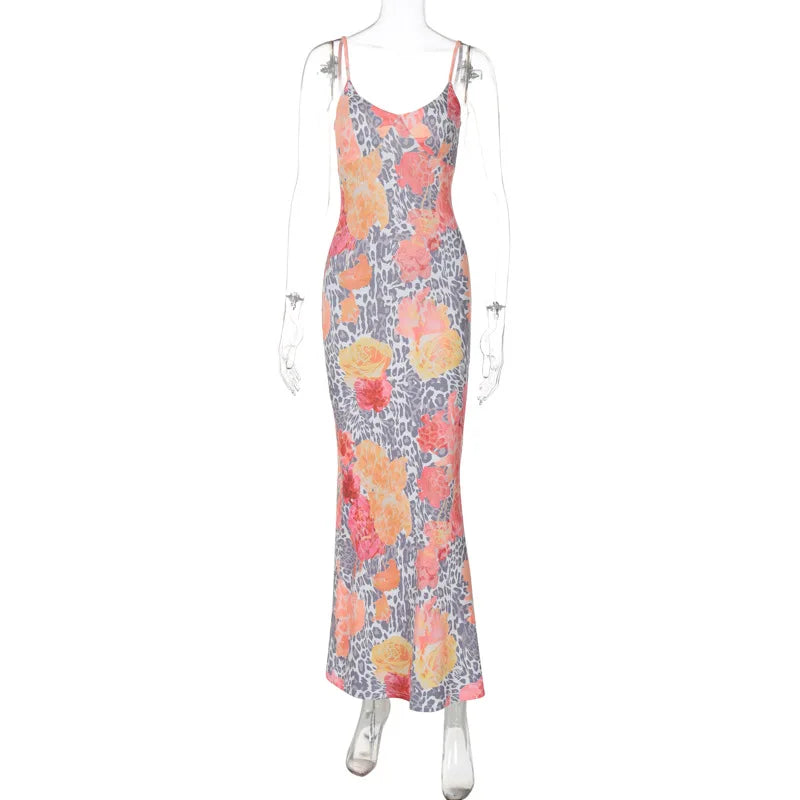 Maxi Dresses- Floral Women's Summer Mermaid Cami Dress for Cocktails- Print- Pekosa Women Fashion