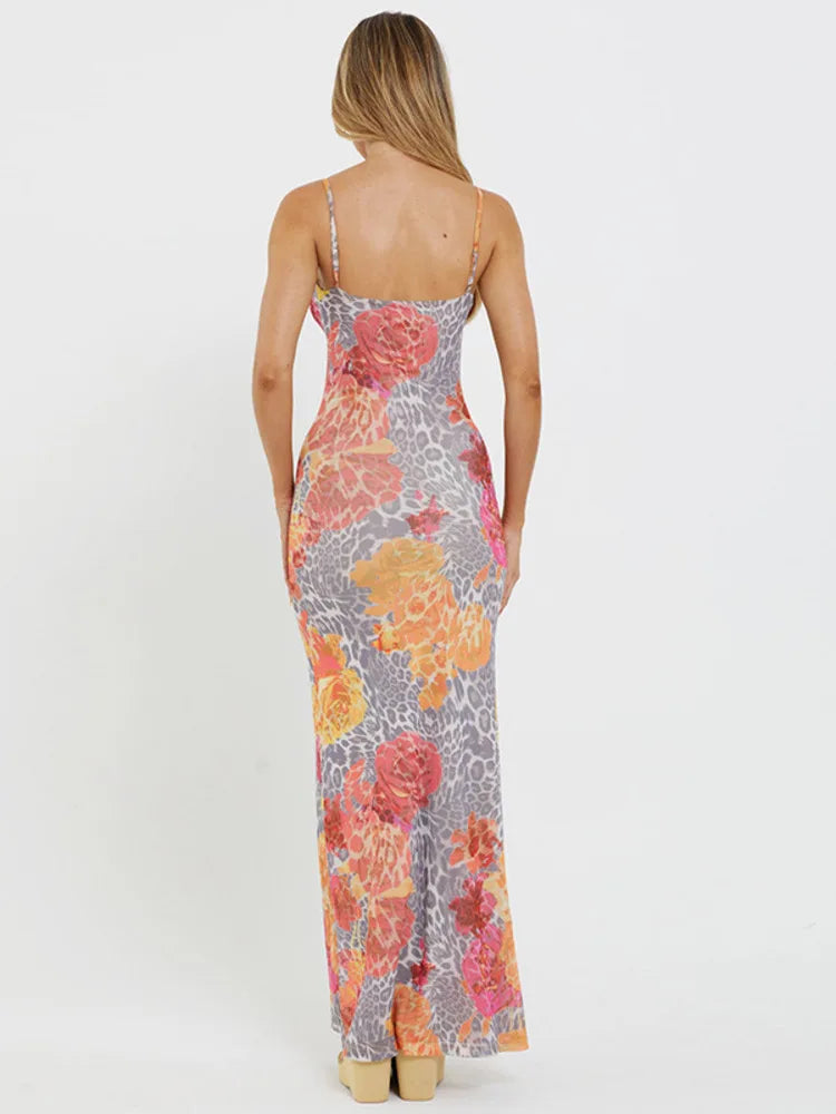 Maxi Dresses- Floral Women's Summer Mermaid Cami Dress for Cocktails- - Pekosa Women Fashion