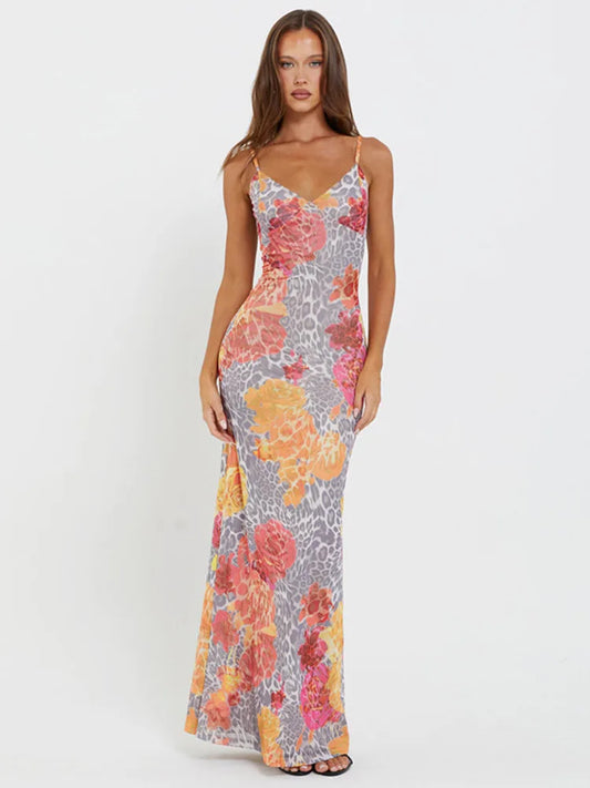 Maxi Dresses- Floral Women's Summer Mermaid Cami Dress for Cocktails- - Pekosa Women Fashion