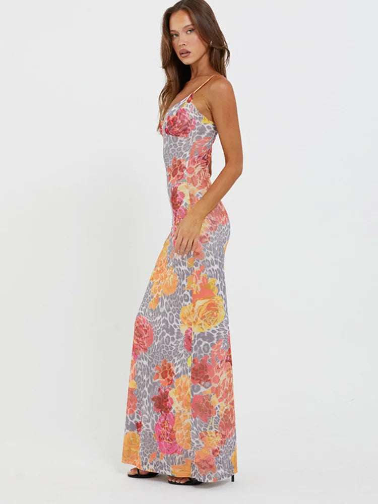 Maxi Dresses- Floral Women's Summer Mermaid Cami Dress for Cocktails- - Pekosa Women Fashion