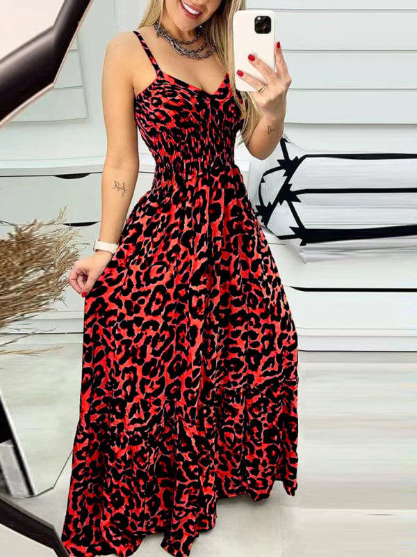 Maxi Dresses - Leopard Print Casual Maxi Sundress Cami Summer Dress