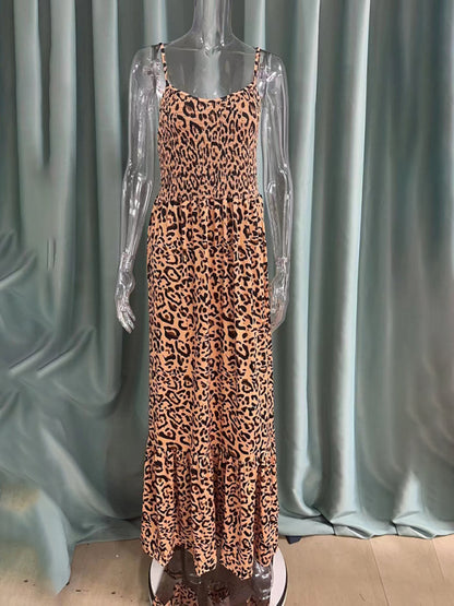 Maxi Dresses - Leopard Print Casual Maxi Sundress Cami Summer Dress