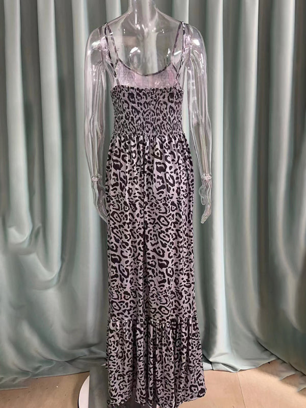 Maxi Dresses - Leopard Print Casual Maxi Sundress Cami Summer Dress