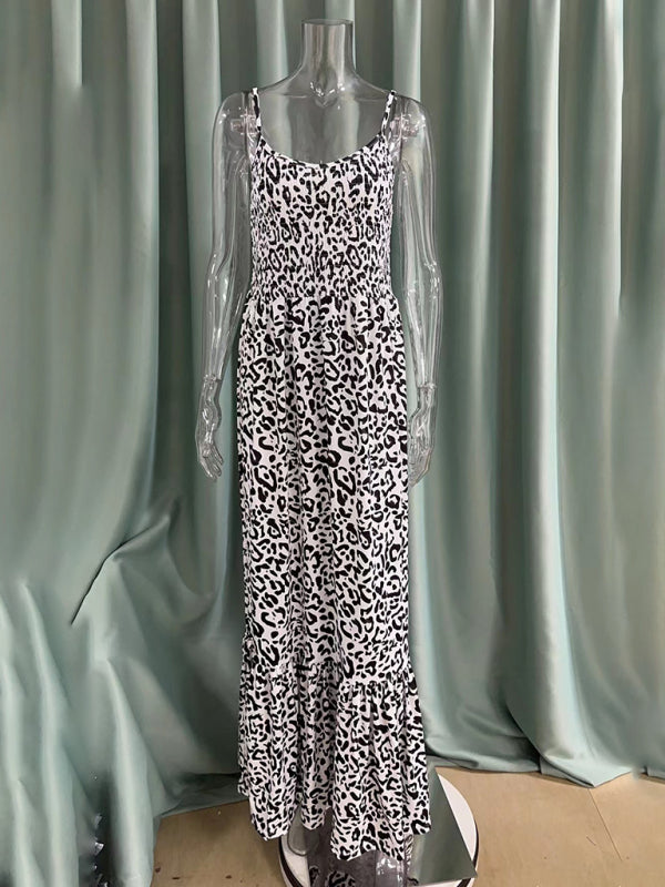 Maxi Dresses - Leopard Print Casual Maxi Sundress Cami Summer Dress