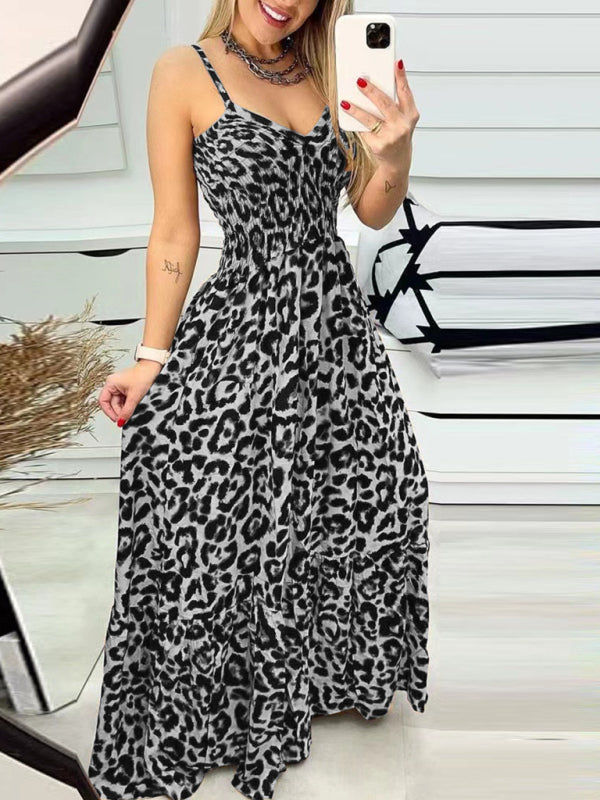 Maxi Dresses - Leopard Print Casual Maxi Sundress Cami Summer Dress