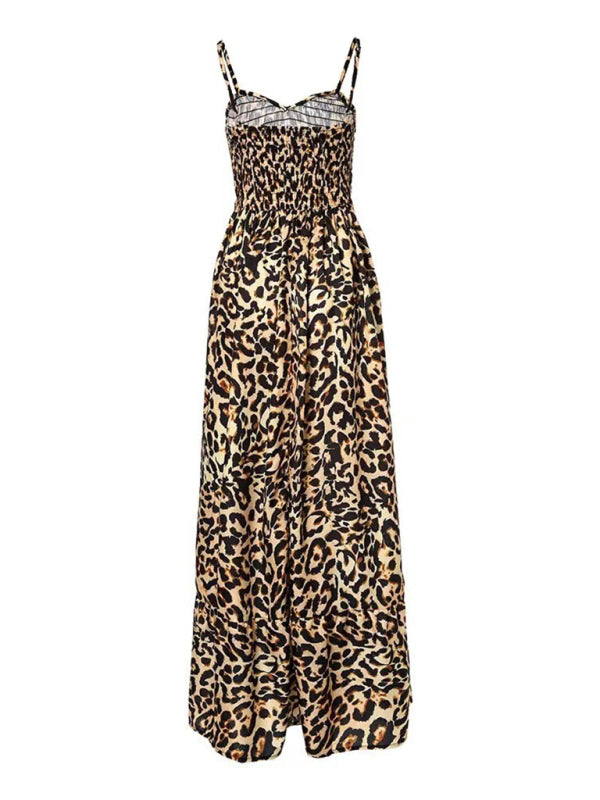 Maxi Dresses - Leopard Print Casual Maxi Sundress Cami Summer Dress