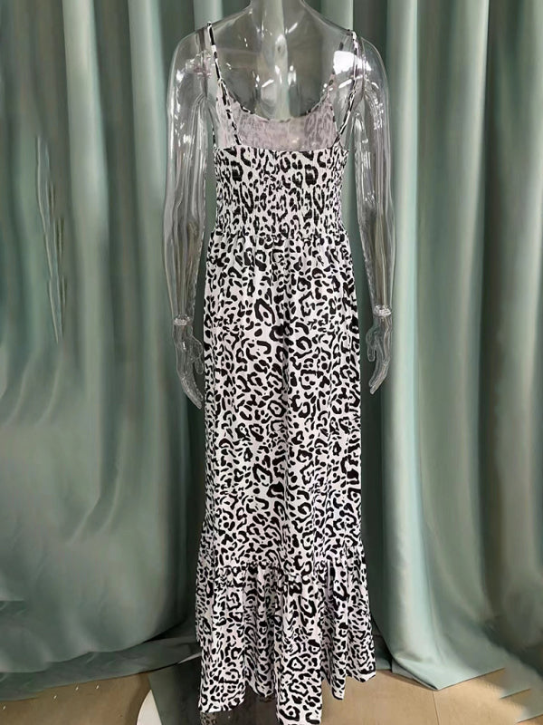 Maxi Dresses - Leopard Print Casual Maxi Sundress Cami Summer Dress