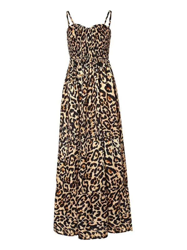 Maxi Dresses - Leopard Print Casual Maxi Sundress Cami Summer Dress