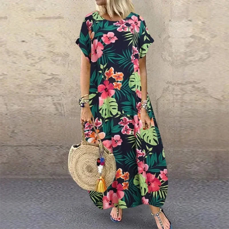 Maxi Dresses- Natural Flowy A-Line Dress for Summer- - Pekosa Women Fashion