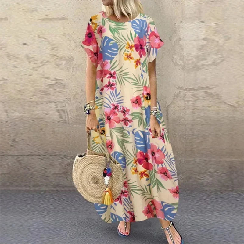 Maxi Dresses- Natural Flowy A-Line Dress for Summer- - Pekosa Women Fashion
