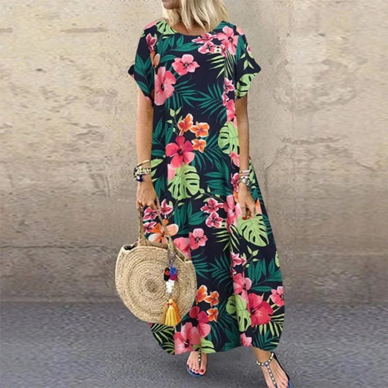 Maxi Dresses- Natural Flowy A-Line Dress for Summer- Black- Pekosa Women Fashion
