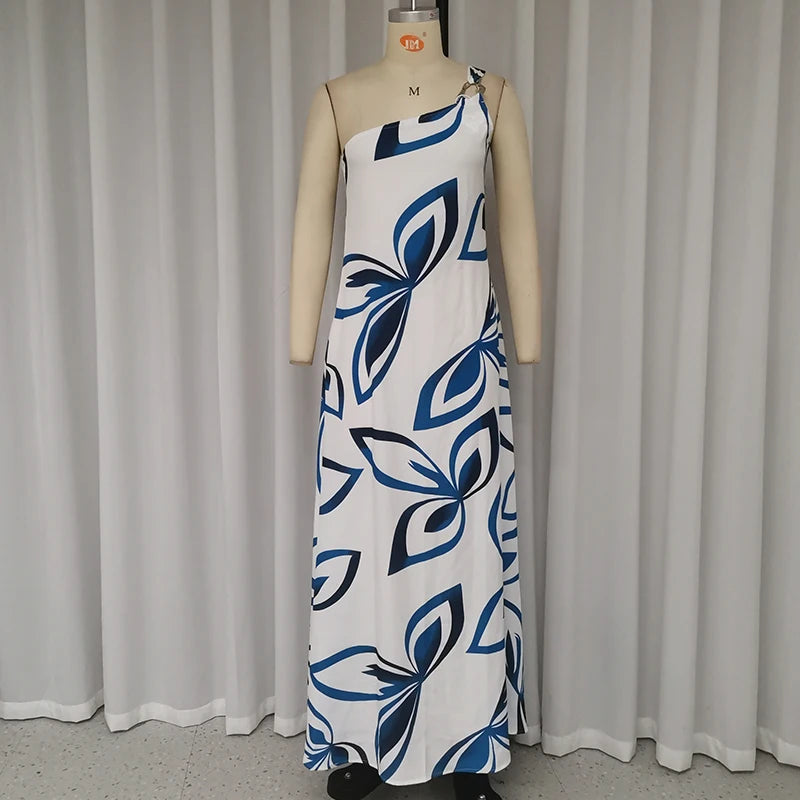 Maxi Dresses - One-Shoulder Drape Maxi Dress