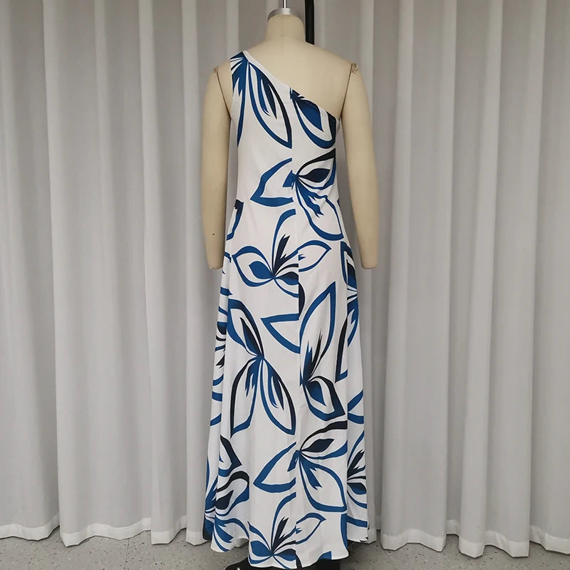 Maxi Dresses - One-Shoulder Drape Maxi Dress