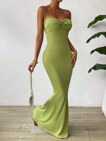 Maxi Dresses - Slim Fit Sweetheart Tube Mermaid Maxi Dress