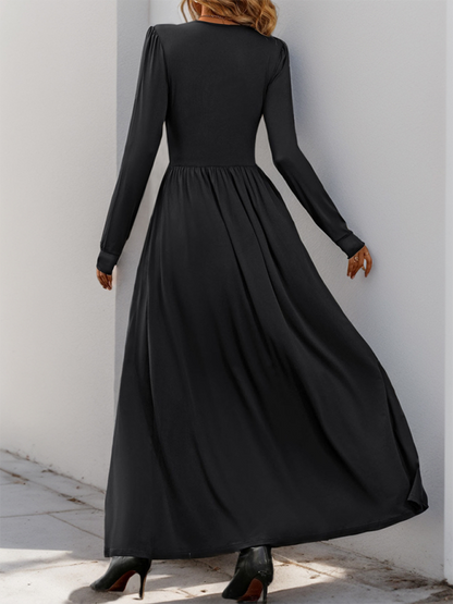 Maxi Dresses - Solid Slim Fit Maxi Dress V-neck