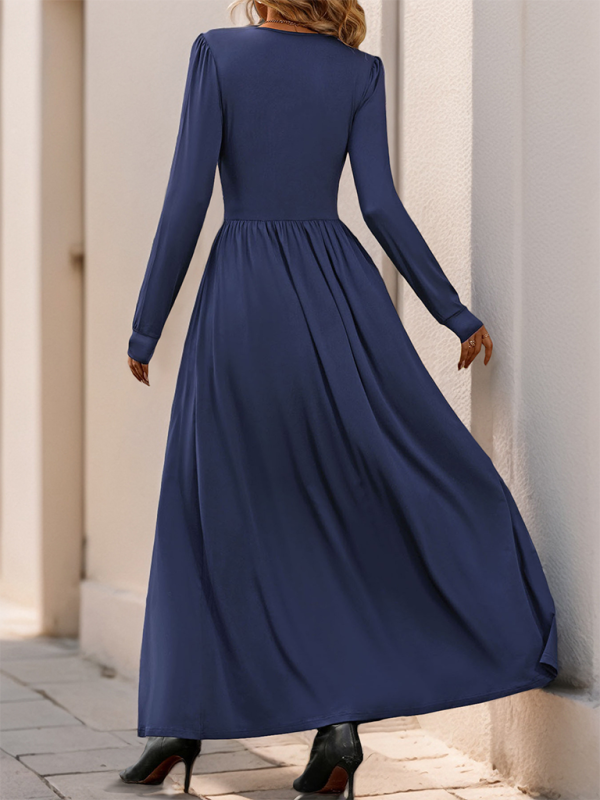 Maxi Dresses - Solid Slim Fit Maxi Dress V-neck