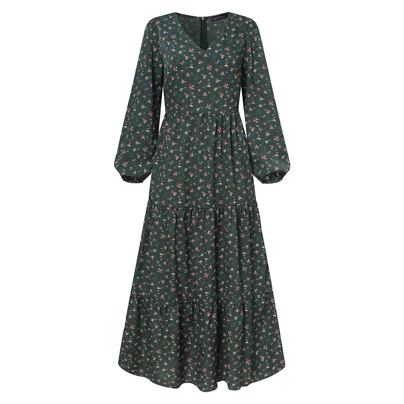 Maxi Dresses- Women Floral Long Dress for Day to Night- green- Chuzko Women Clothing