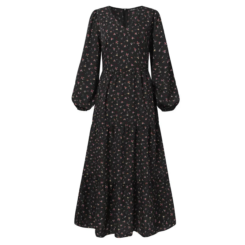 Maxi Dresses- Women Floral Long Dress for Day to Night- black- Chuzko Women Clothing