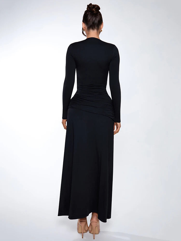 Maxi Gown - Elegant Black Formal Dress – Plunge Neck & High Slit