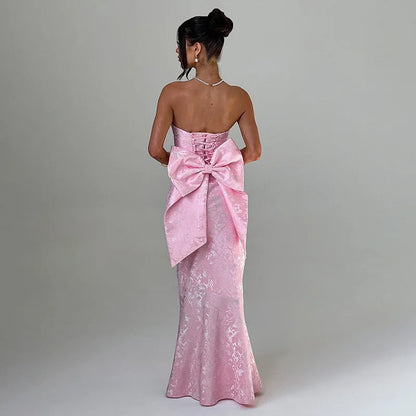 Maxi Gown - Romantic Jacquard Bow Back Gown