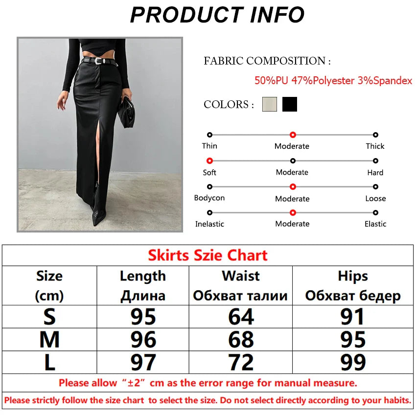 Maxi Skirts- Elegant Maxi Faux Leather Skirt- - Pekosa Women Fashion