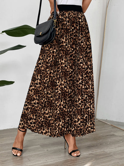 Maxi Skirts - Women Leopard A-Line Maxi Skirt