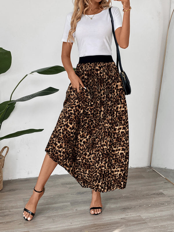 Maxi Skirts - Women Leopard A-Line Maxi Skirt