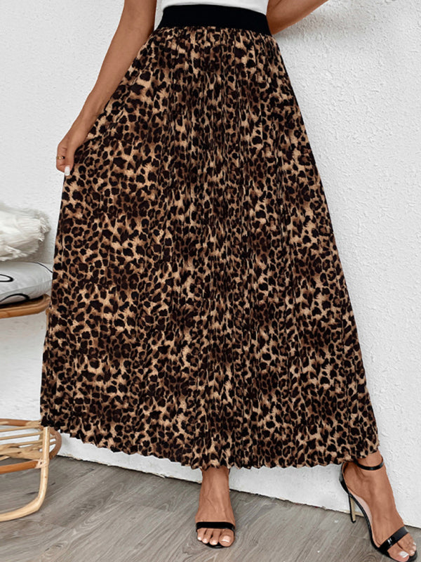 Maxi Skirts - Women Leopard A-Line Maxi Skirt