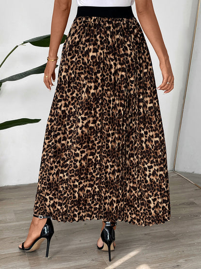 Maxi Skirts - Women Leopard A-Line Maxi Skirt