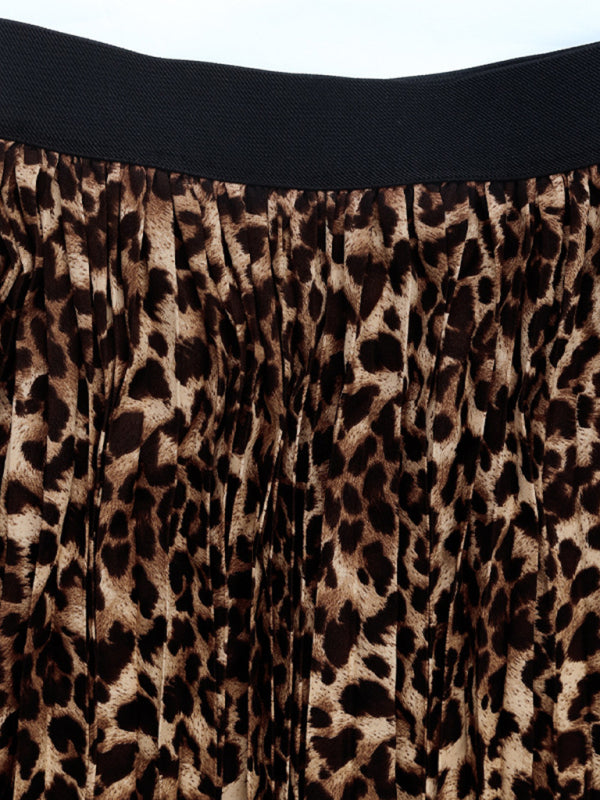 Maxi Skirts - Women Leopard A-Line Maxi Skirt