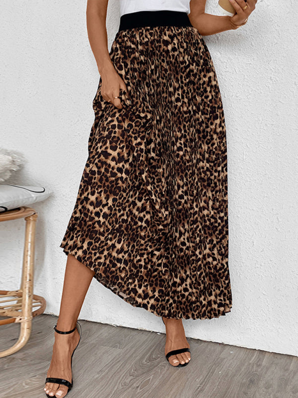 Maxi Skirts - Women Leopard A-Line Maxi Skirt