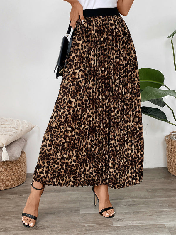 Maxi Skirts - Women Leopard A-Line Maxi Skirt