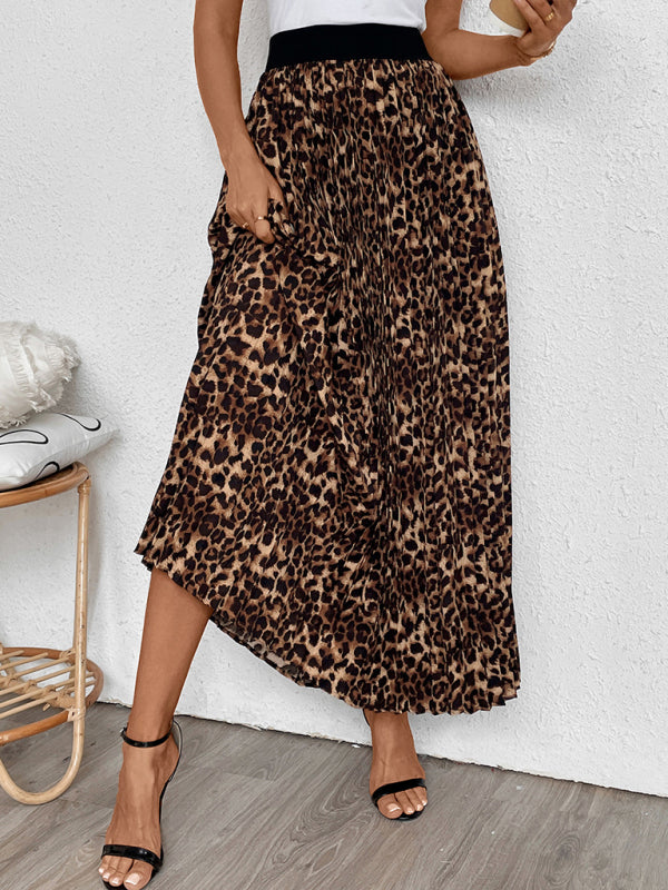 Maxi Skirts - Women Leopard A-Line Maxi Skirt