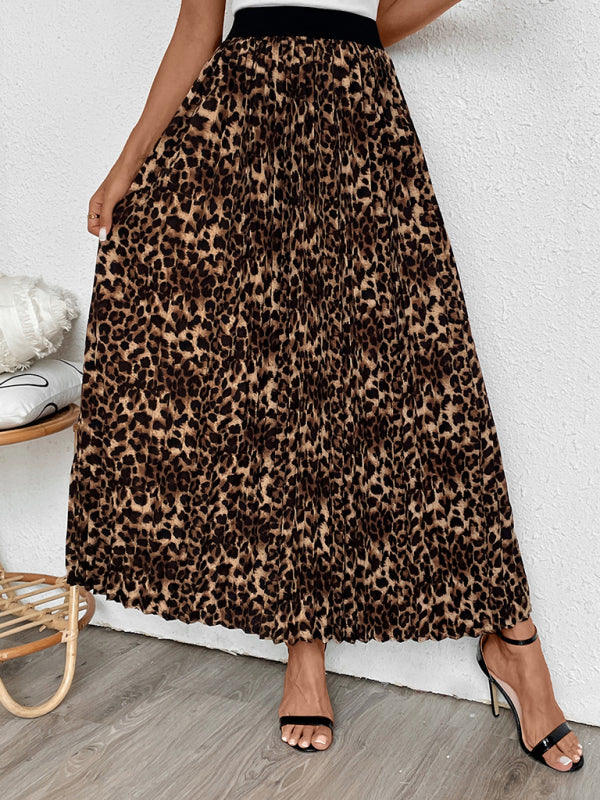 Maxi Skirts - Women Leopard A-Line Maxi Skirt