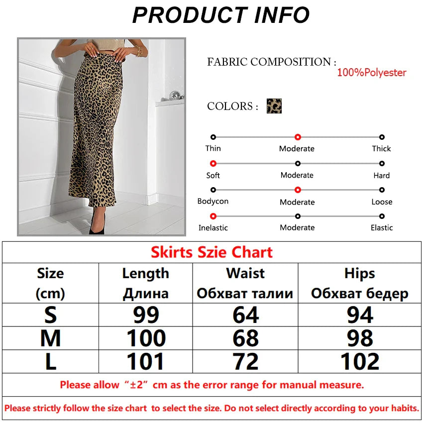 Maxi Skirts- Women Mermaid Leopard Print Maxi Skirt- - Chuzko Women Clothing