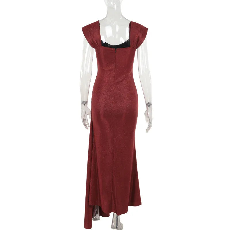 Maxi dresses - Slim Fit Silky Sweep Train Tail Maxi Dress