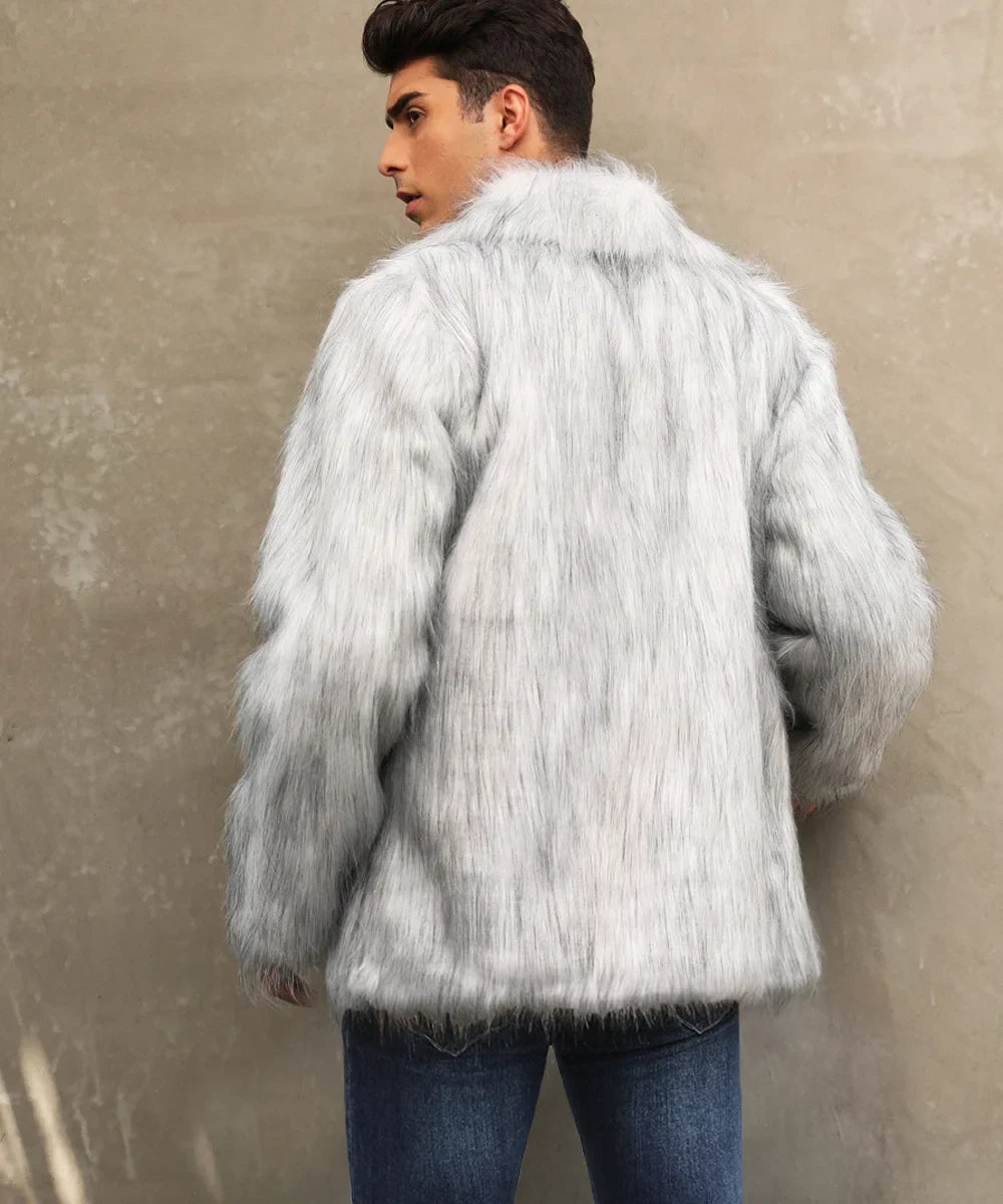 Men Coats- Cold-Weather Fox Look with Men's Faux Fur Coat Jacket- - Pekosa Women Fashion