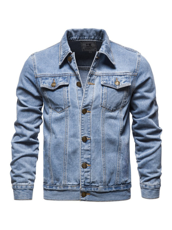 Men Denim Jackets- Classic Blue Denim Trucker Jacket for Men- - Pekosa Women Fashion